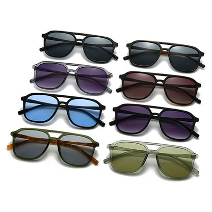 Retro Double Bridge Square Sunglasses – Fashion Gradient UV400 Shades