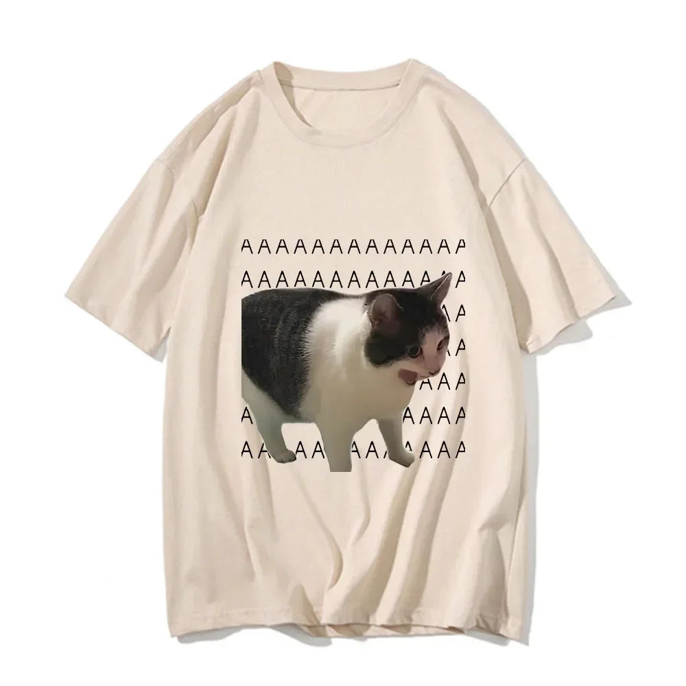 Funny Sad Crying Cat Meme T-Shirt | Casual Harajuku Summer Tee (Unisex)