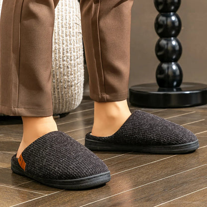 Men’s Memory Foam Cushion Slippers – Warm Indoor Platform Shoes