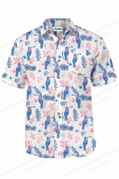 Duck 3D Print Casual Lapel Shirt | Unisex Beach Vacation Short Sleeve Blouse