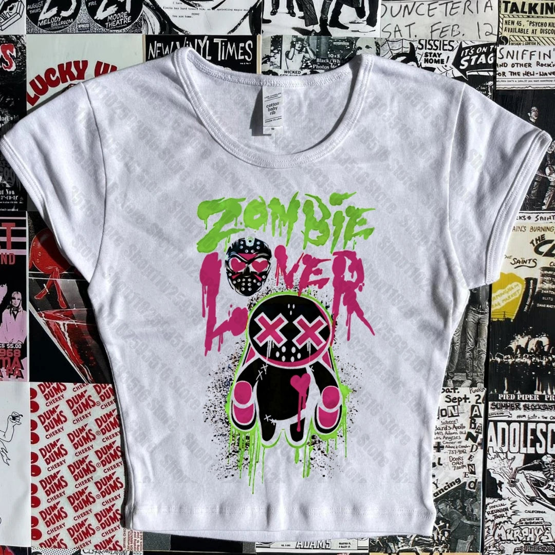 Y2K Anime Letter Crop Top for Women