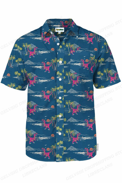 Duck 3D Print Casual Lapel Shirt | Unisex Beach Vacation Short Sleeve Blouse