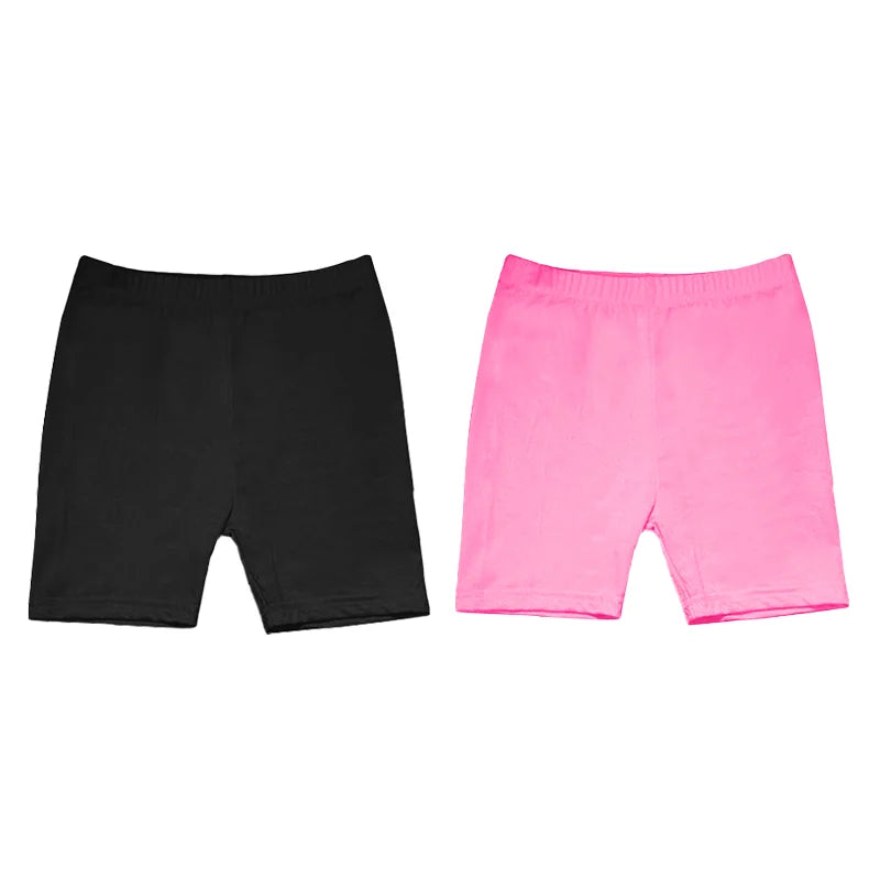 2Pcs Kids Girls Solid Color Cotton Leggings Safety Shorts