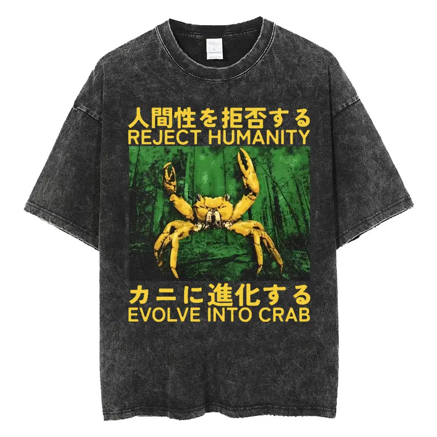 Retro Frog Print Oversized T-Shirt | Funny Japanese Style Tee