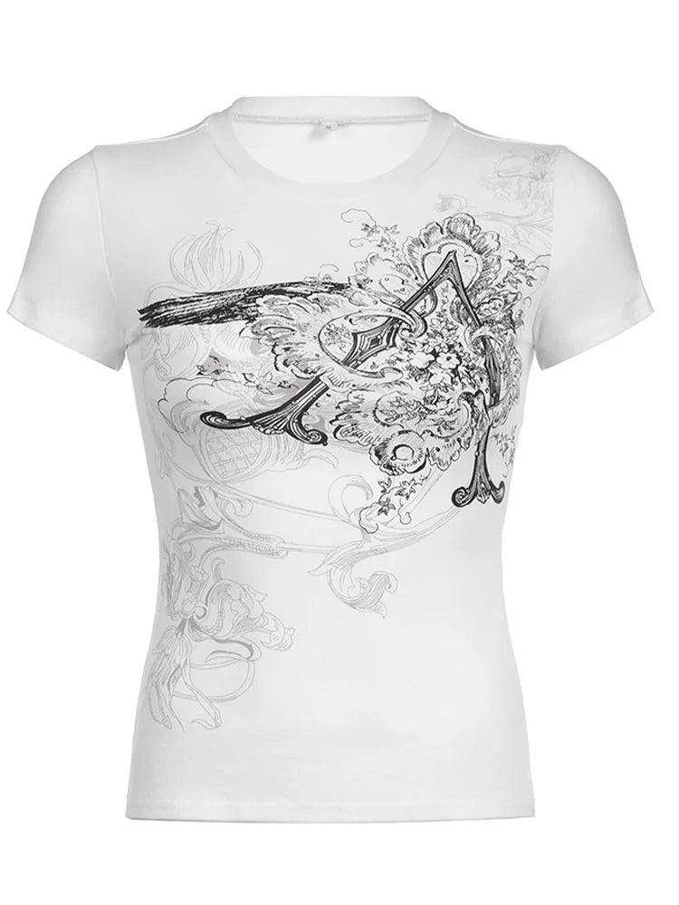 Retro Graphic Crop Top – Women’s Casual Vintage Tee