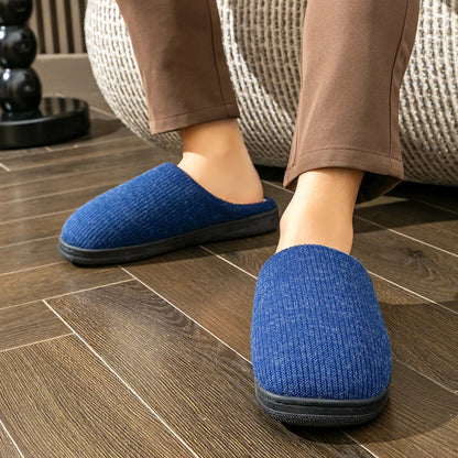 Men’s Memory Foam Cushion Slippers – Warm Indoor Platform Shoes