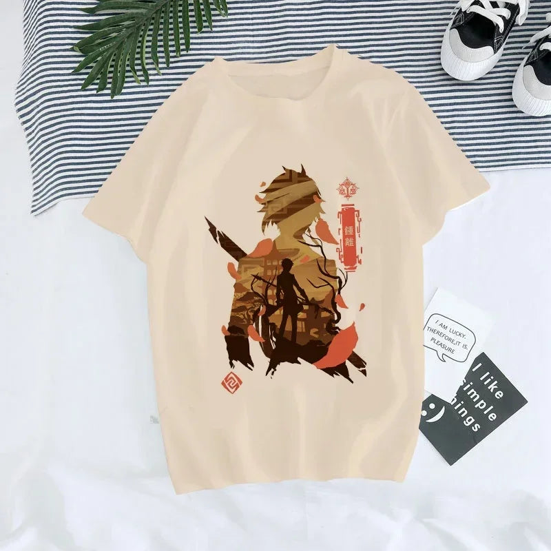 Genshin Impact Kawaii Graphic T-Shirt | Harajuku Anime Tee for Women