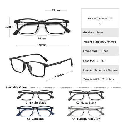 CLLOIO UltraLight Pure Titanium Anti-Blue Ray Reading Glasses