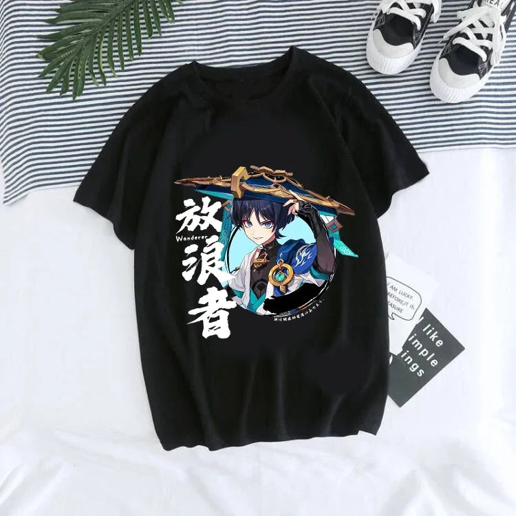 Genshin Impact Kawaii Graphic T-Shirt | Harajuku Anime Tee for Women