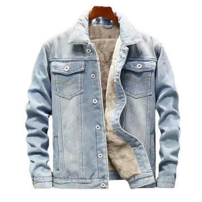 Thickened Fleece-Lined Denim Jacket Men&