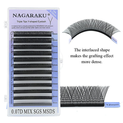 YY Shape Double/Three Split Tips Triple Top Interlaced Root Eyelash Extensions - Amazing G