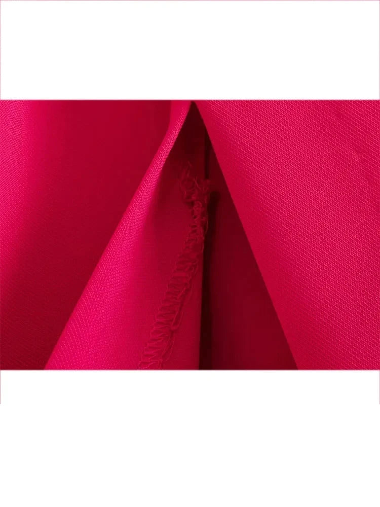 Rose Red Cut-Out Midi Evening Dress