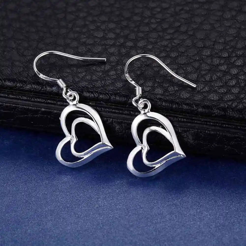 Sterling Silver Heart Stud Earrings for Women