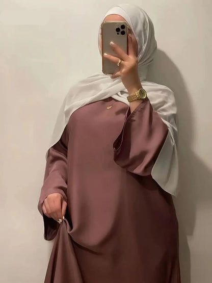 Fashion Satin Silky Djellaba Muslim Dress
