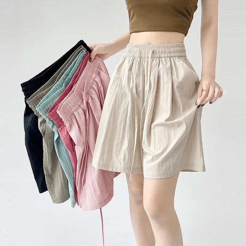 Women’s Summer Casual High-Waist Shorts | Soft Loose Beach Shorts with Pockets