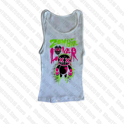 Y2K Anime Letter Crop Top for Women