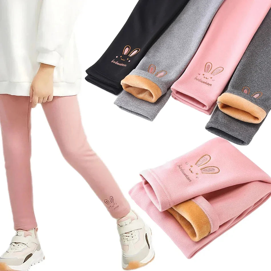 Girls Thermal Leggings – Bunny Print Winter Tights