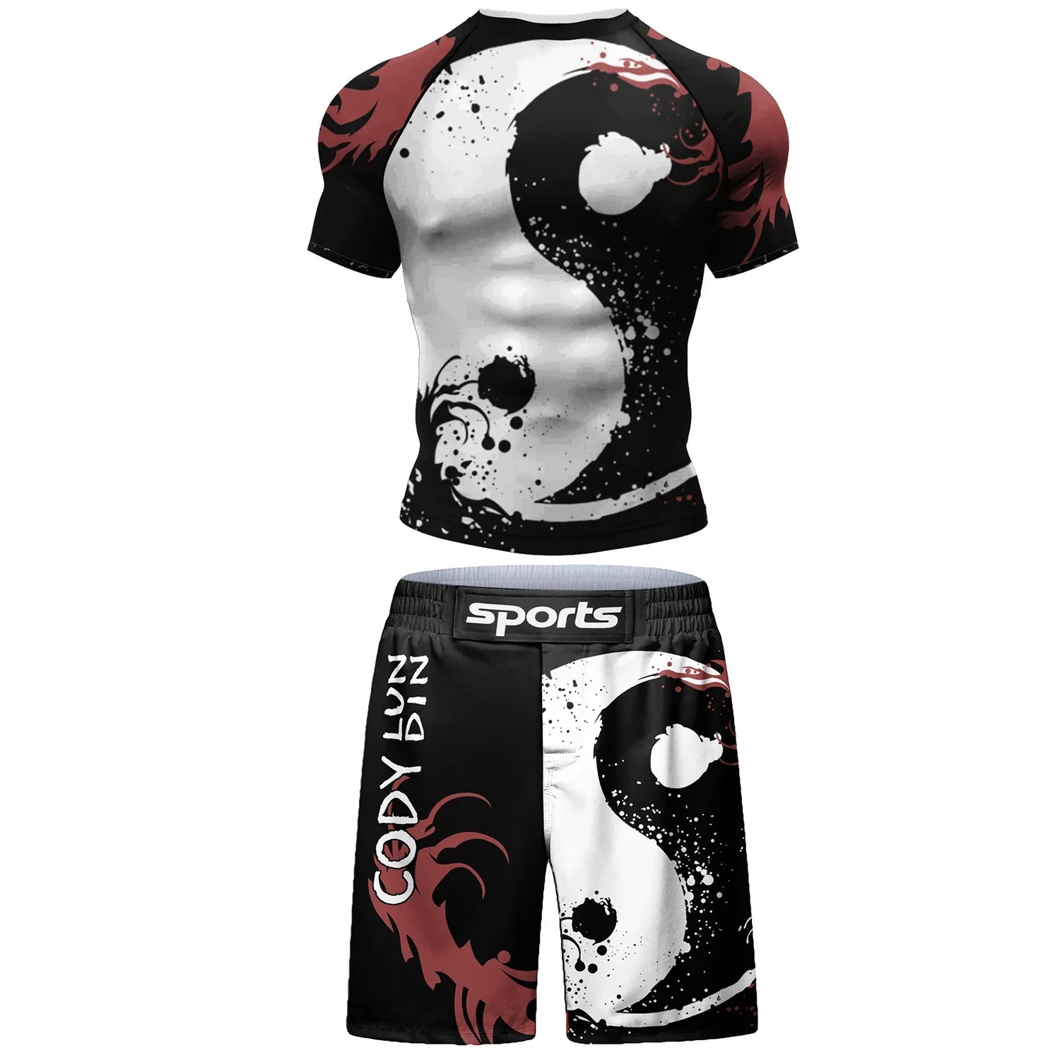 Two-Piece Sportswear Set – Rashguard &amp; MMA Shorts