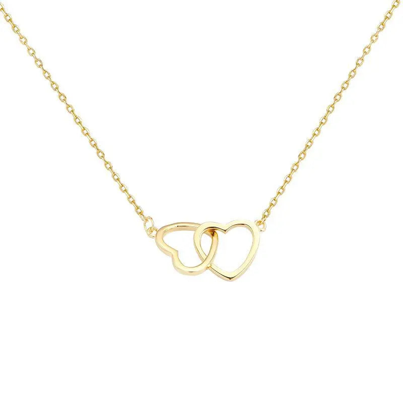 Double Heart Gold Stainless Steel Choker for Women &amp; Couples