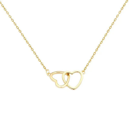 Double Heart Gold Stainless Steel Choker for Women &amp; Couples