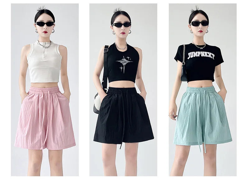 Women’s Summer Casual High-Waist Shorts | Soft Loose Beach Shorts with Pockets