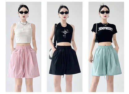 Women’s Summer Casual High-Waist Shorts | Soft Loose Beach Shorts with Pockets