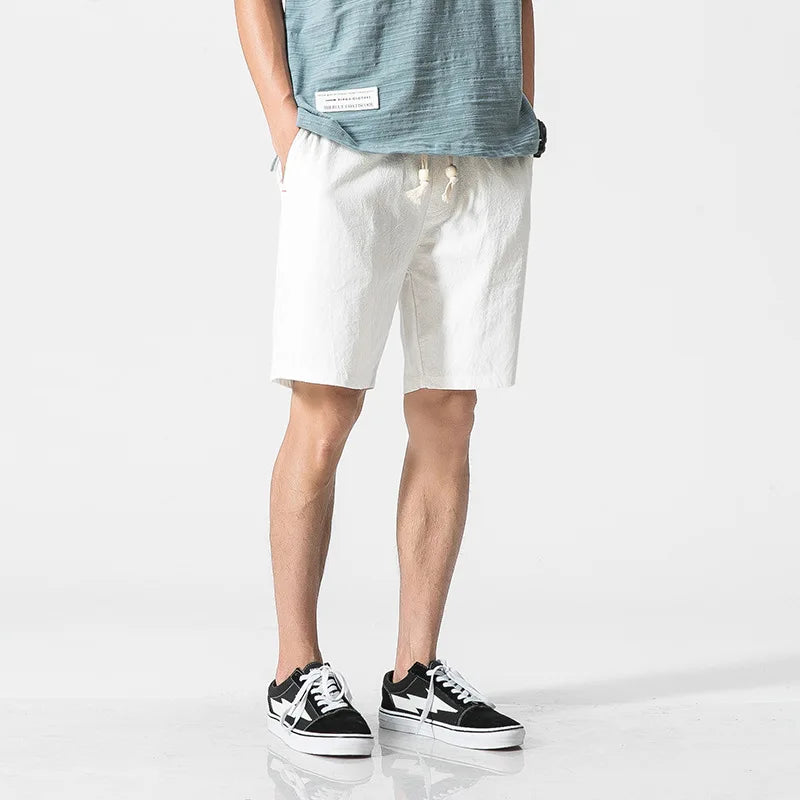 Men’s Cotton Linen Beach Board Shorts