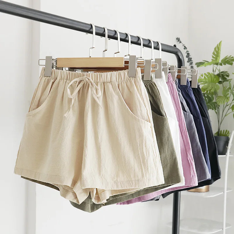Women’s Summer Cotton Linen High-Waist Shorts | Casual Sports &amp; Fashion Shorts