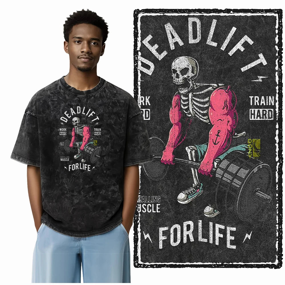 Bodybuilding Acid-Washed Graphic T-Shirt | Vintage Streetwear Unisex Tee