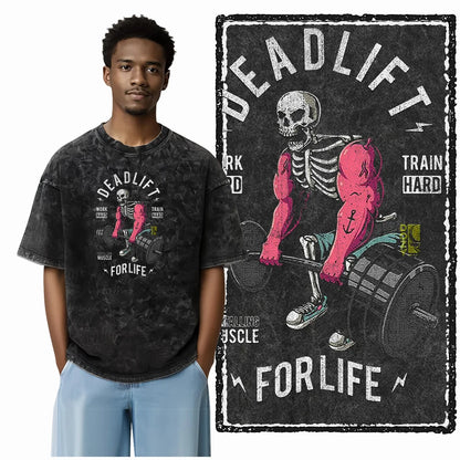 Bodybuilding Acid-Washed Graphic T-Shirt | Vintage Streetwear Unisex Tee