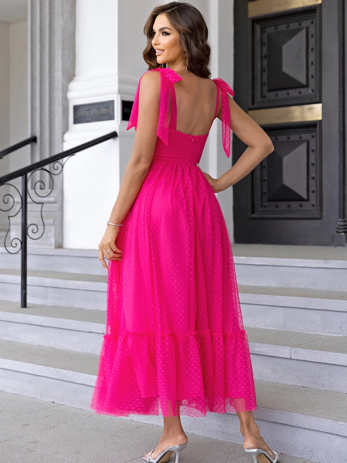 Sexy Backless Mesh Maxi Slip Dress