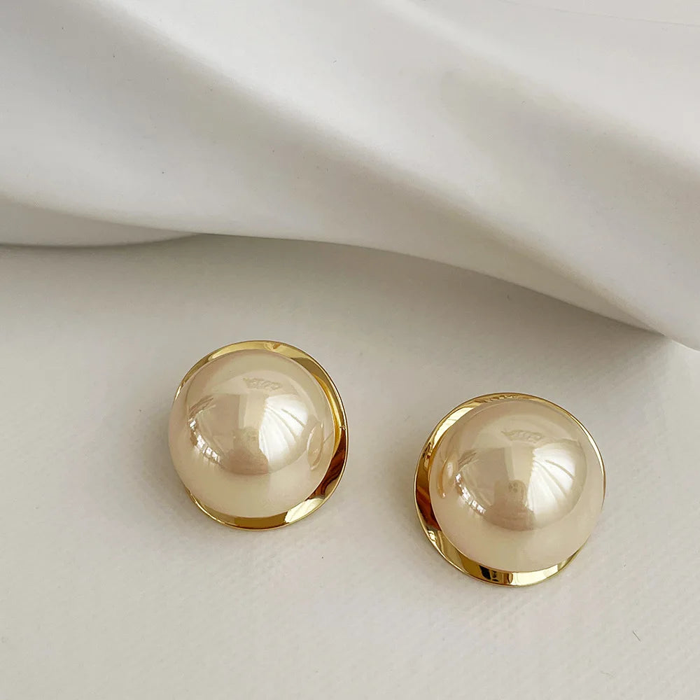 Golden Pearl Hoop Earrings