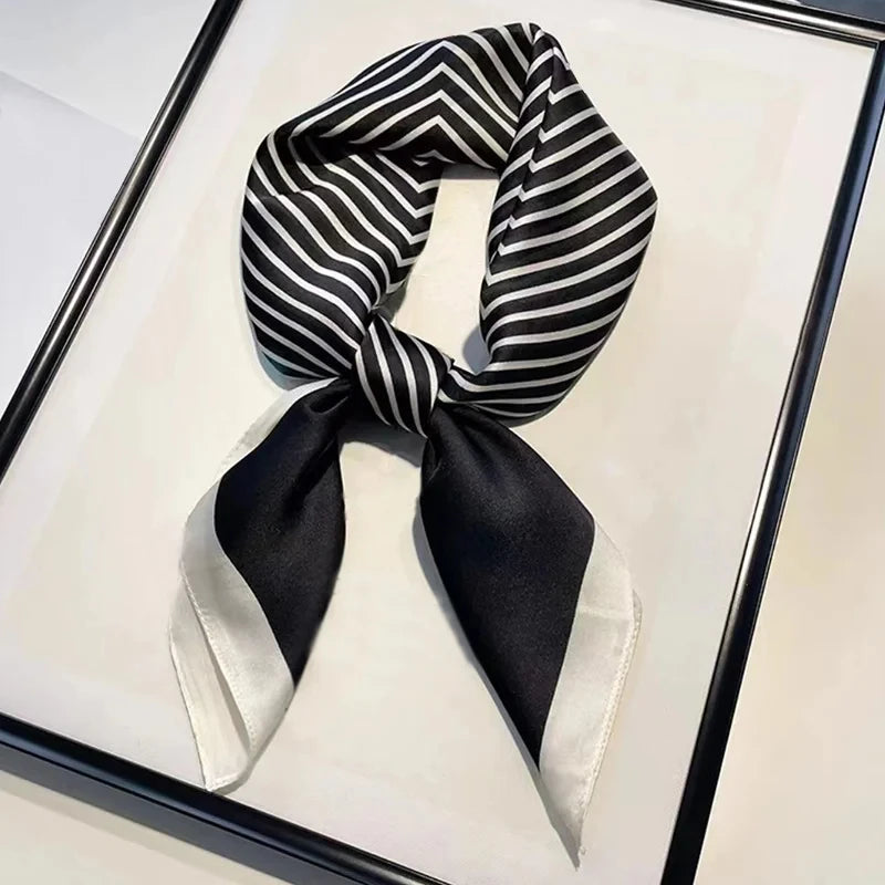 Striped Imitation Silk Scarf for Women