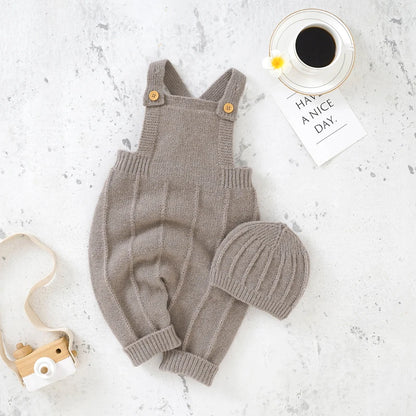 Fashion Knitted Baby Romper Set with Hat