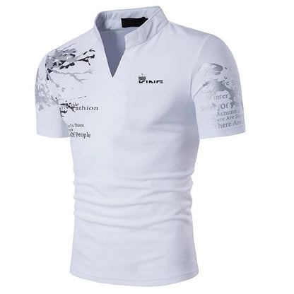 Men’s V-Neck Graphic Polo Shirt | Casual Summer Golf &amp; Streetwear Top
