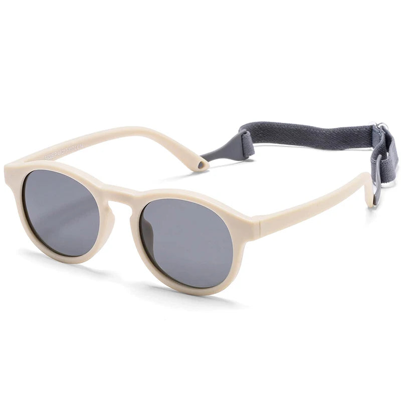 Baby’s First Sunglasses with Strap – Round Flexible Polarized UV400 Silicone Shades