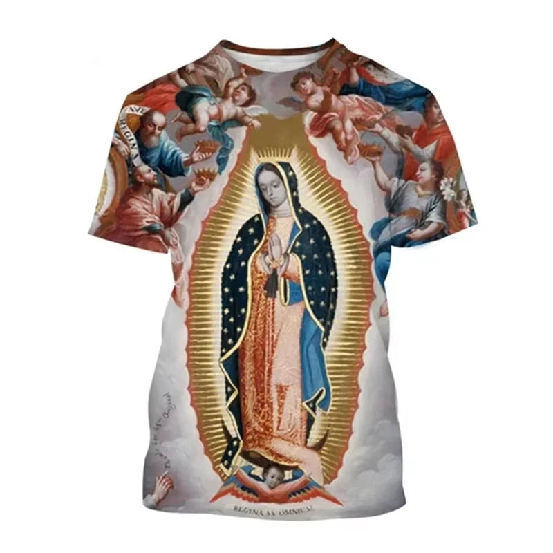 Guadalupe Virgin Mary 3D Men Print T-Shirts Women T shirt Short Sleeve Oversized Tee Top Summer Women T-Shirt Kid TShirt Y2k