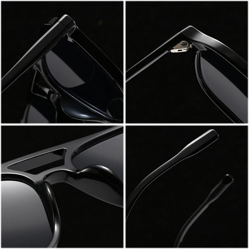 Retro Double Bridge Square Sunglasses – Fashion Gradient UV400 Shades