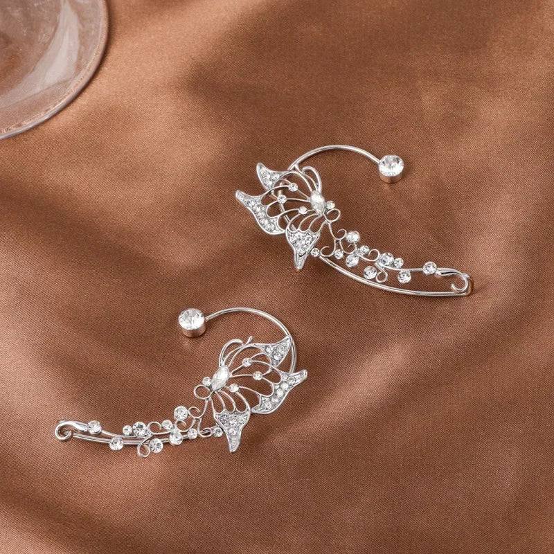 Zircon Butterfly No Piercing Clip-On Earrings