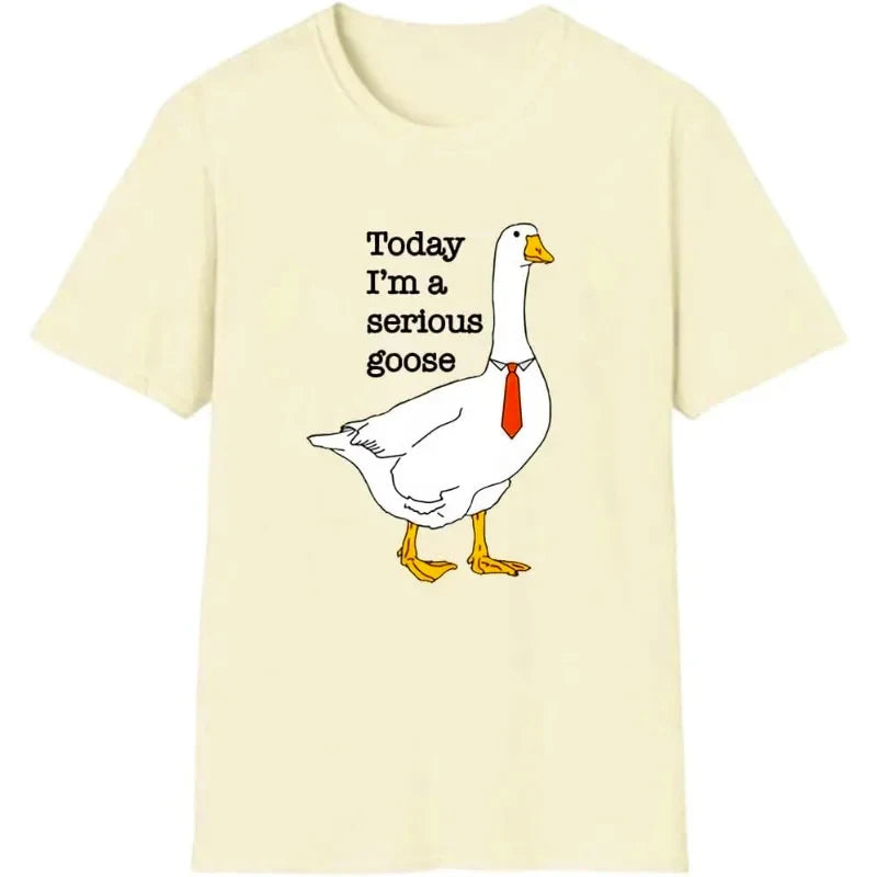 Today I’m A Serious Goose Funny Women’s T-Shirt | Cartoon Graphic Casual Summer Tee