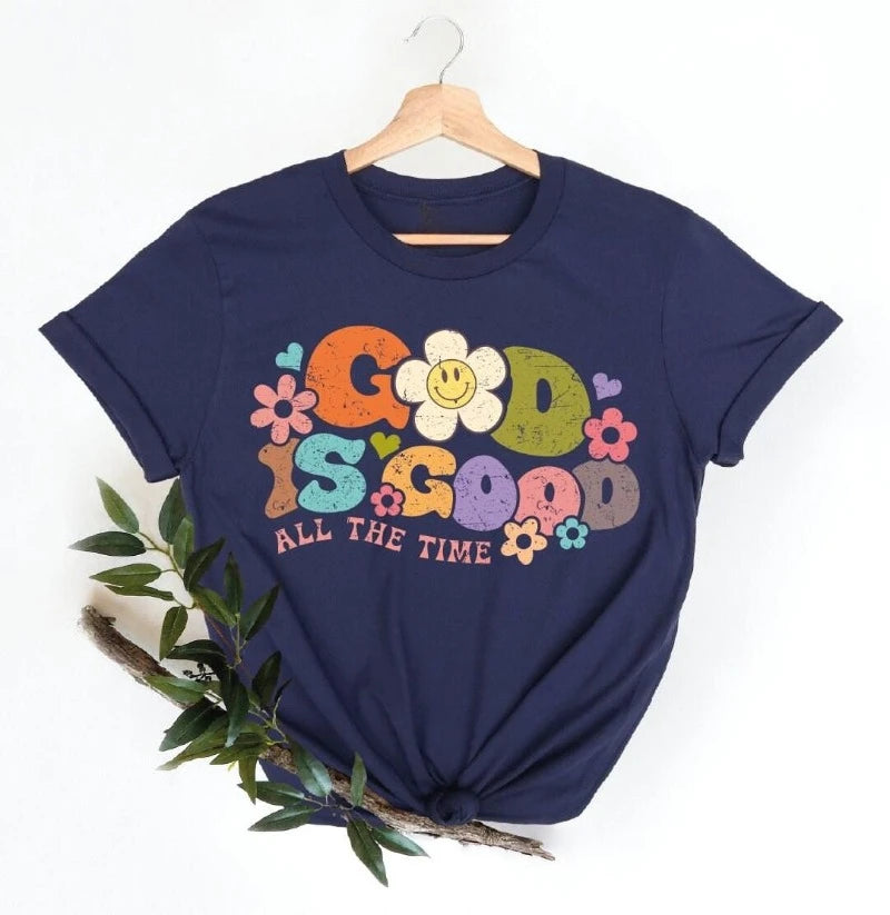 New Spring Summer Arrivals Retro Christian Shirt, God Is Good All The Time Shirt, God Lover Shirt, Religious Shirt, Floral