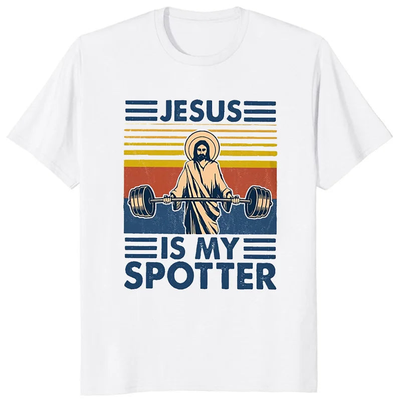 Retro Vintage Jesus Christ Gym T Shirts Men Pure Christian Faith Tee Top Short Sleeved Funny Printed Graphic Tshirt Gift