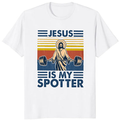 Retro Vintage Jesus Christ Gym T Shirts Men Pure Christian Faith Tee Top Short Sleeved Funny Printed Graphic Tshirt Gift