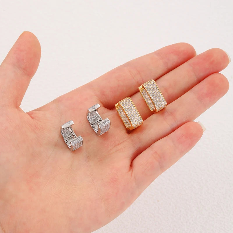 Zircon Geometric Square Hoop Earrings for Women