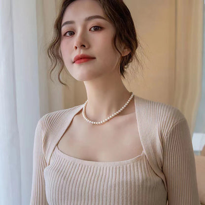 SUMENG Vintage Pearl Chain Choker Necklace