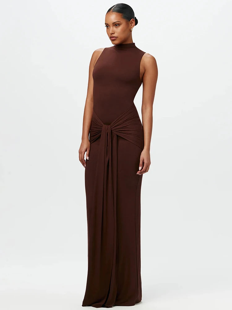 Mozision Half High Collar Irregular Tank Dress