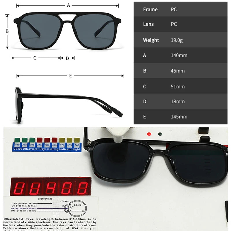 Retro Double Bridge Square Sunglasses – Fashion Gradient UV400 Shades