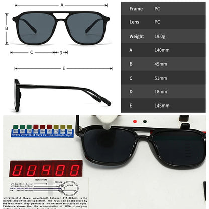Retro Double Bridge Square Sunglasses – Fashion Gradient UV400 Shades