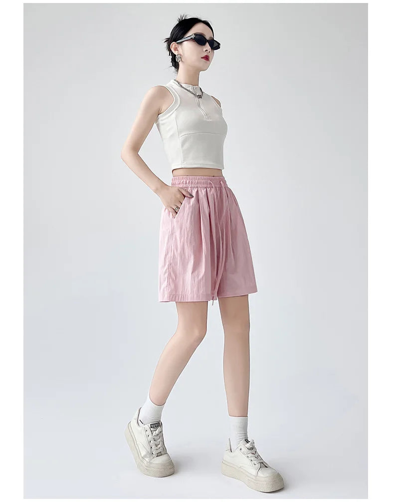 Women’s Summer Casual High-Waist Shorts | Soft Loose Beach Shorts with Pockets