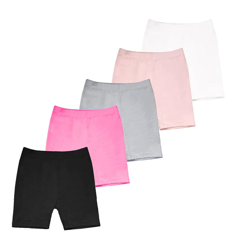 2Pcs Kids Girls Solid Color Cotton Leggings Safety Shorts